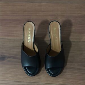Arca Black Glossy Mules with Wide Band